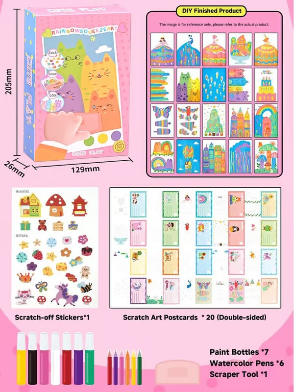 🔥Last Day 50% OFF - 🌈Rainbow Squeeze Art Kit: The Most Satisfying DIY Scrape Art Set for Kids! ✨