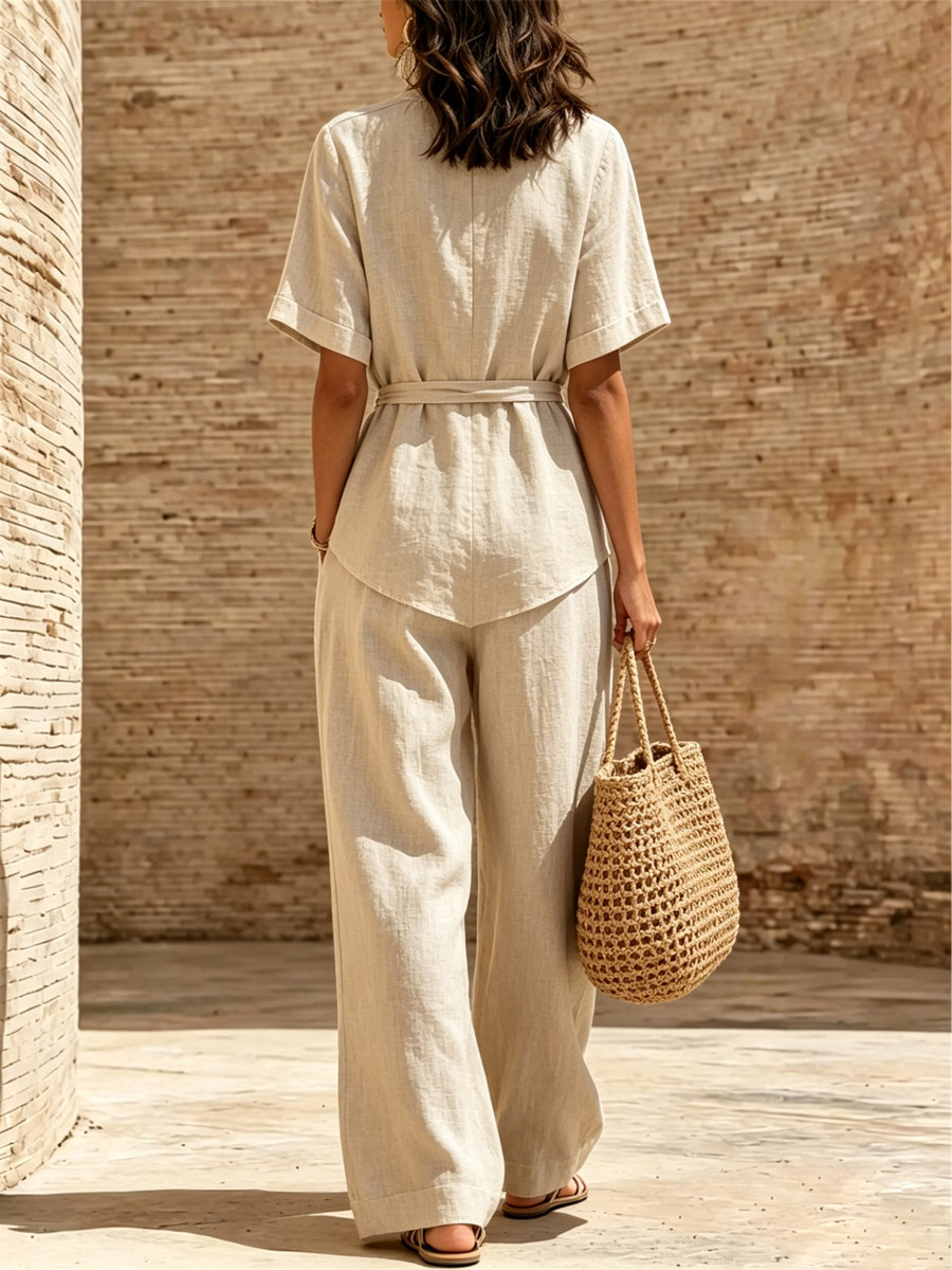 Women's Art Comfortable Casual Stylish Top And Pants Two-piece Set