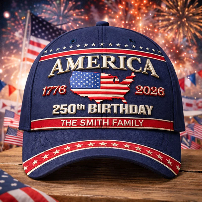 Patriotic USA 250 Anniversary Cap | Embroidered Flower & Flag Design