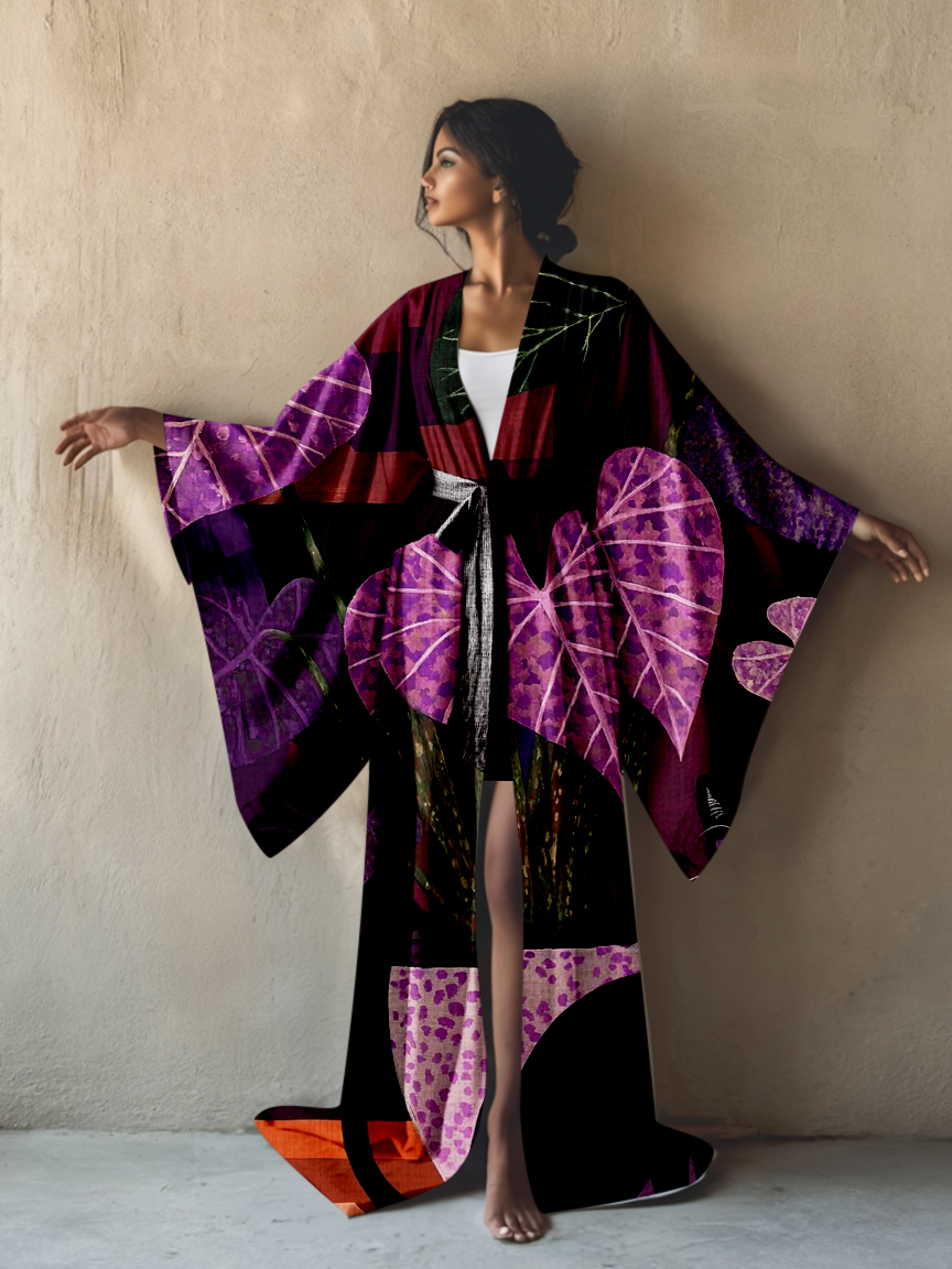 Abstract  Art Print Kimono Long Gown Robe With Belt