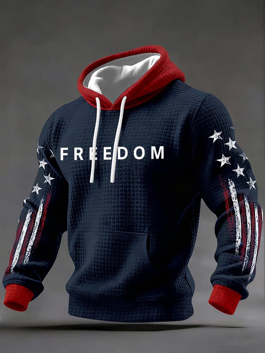 Men's Star Stripe Flag Freedom Print Casual Hoodie