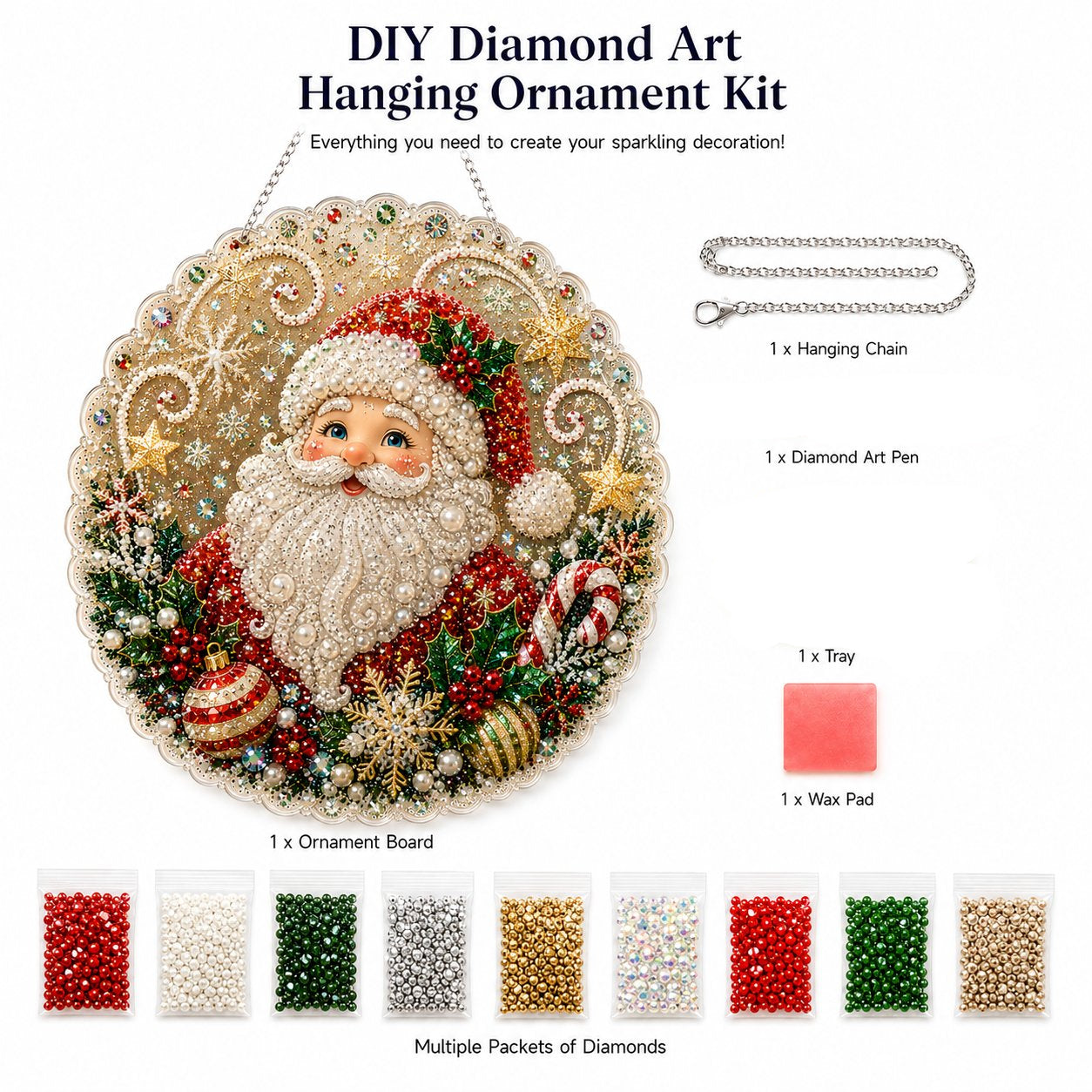 🎄 LIMITED TIME！！ 49% OFF – ✨ 🎄 Christmas Pearl Diamond Art Ornament Kit – DIY Handmade Holiday Hanging Decor 🎅💎