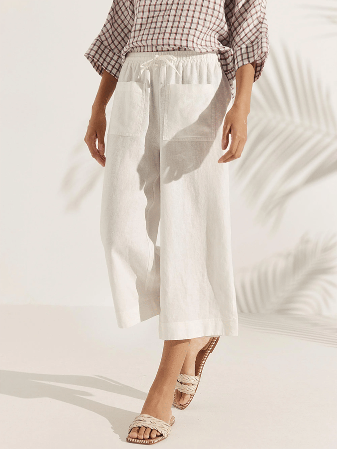 Women's Solid Color Pocket Patchwork Elastic Waist Casual Pants