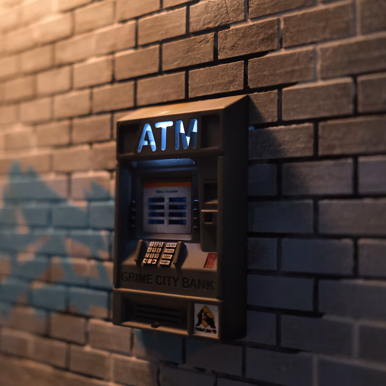 🌟 1:12 Handcrafted Mini ATM – LED Lights & Magnet
