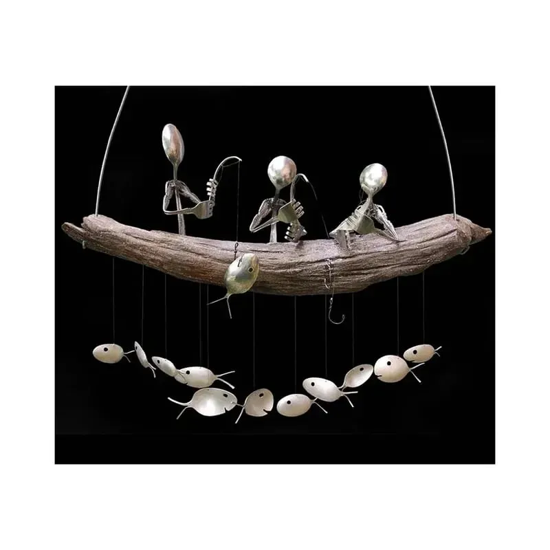 Last day 80% off - Handmade Fisherman Man Spoon Fish Sculpture Wind Chime