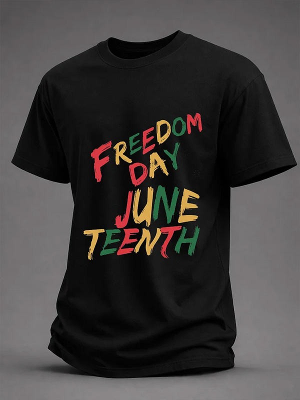 Men's Freedom Day Juneteenth Print Casual T-Shirt