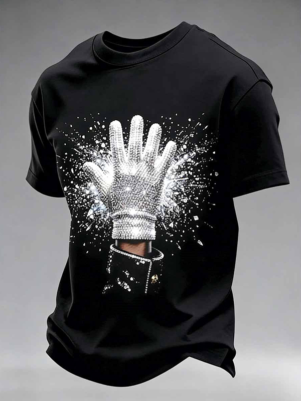 Men's The King of Pop Hand Printed Casual T-Shirt