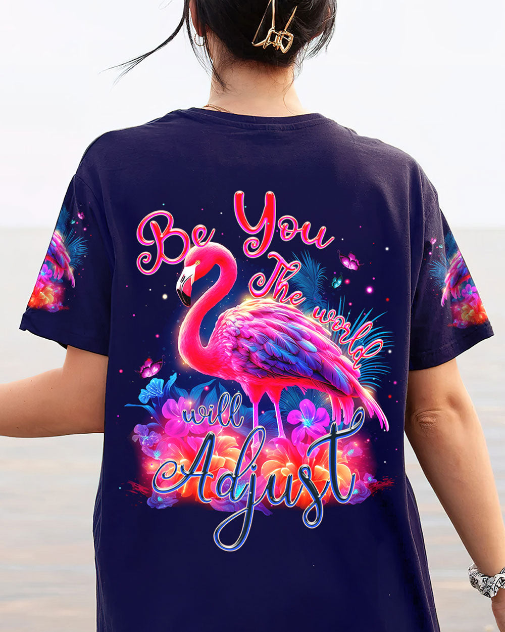 BE YOU THE WORLD WILL ADJUST FLAMINGO ALL OVER PRINT - TYTM1006232
