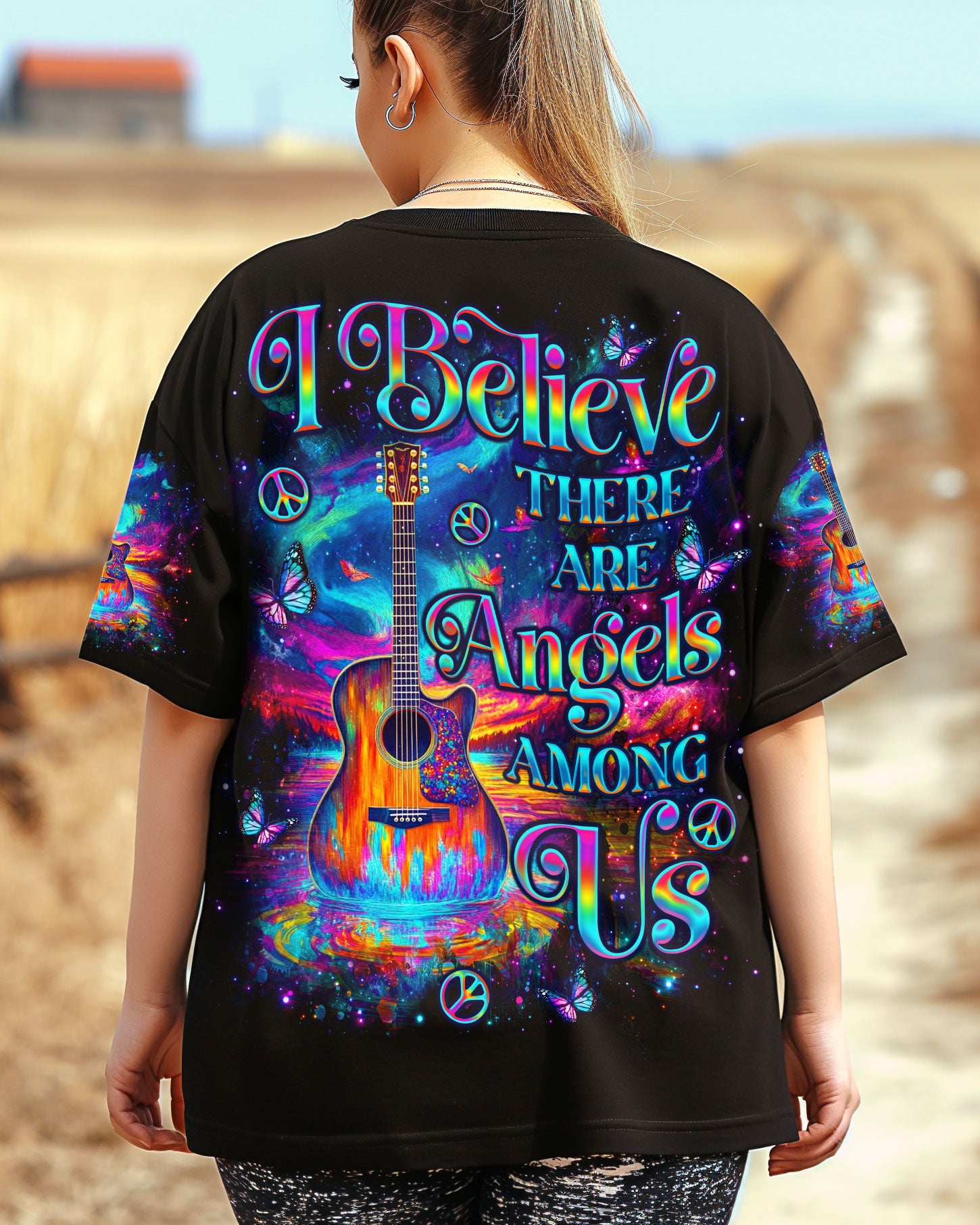 I BELIEVE THERE ARE ANGELS AMONG US GUITAR ALL OVER PRINT - TLNO2603251