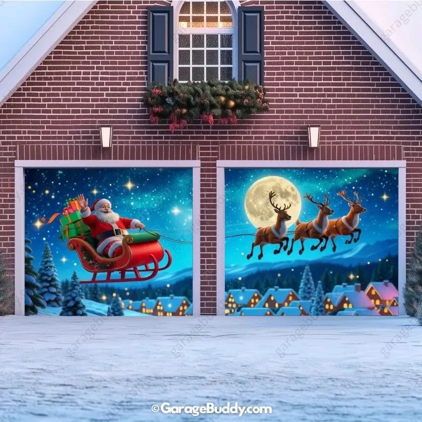 Garage Buddy | Santa's Flight | Christmas Garage Door Cover