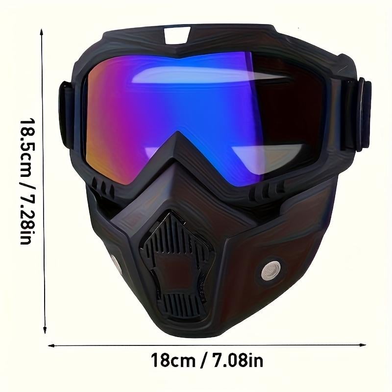 A Full-face Goggle with Anti-fog High-definition Lenses, a Detachable and Adjustable Ski Mask, and a Comfortable Sponge Pad - Made of Plastic.