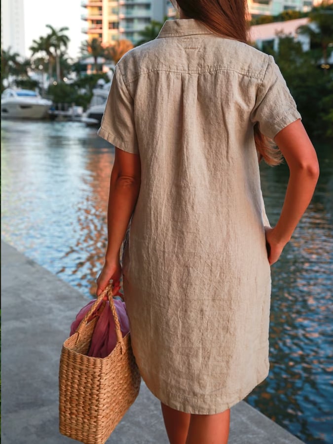 Women's Cotton Linen Shirt Dress