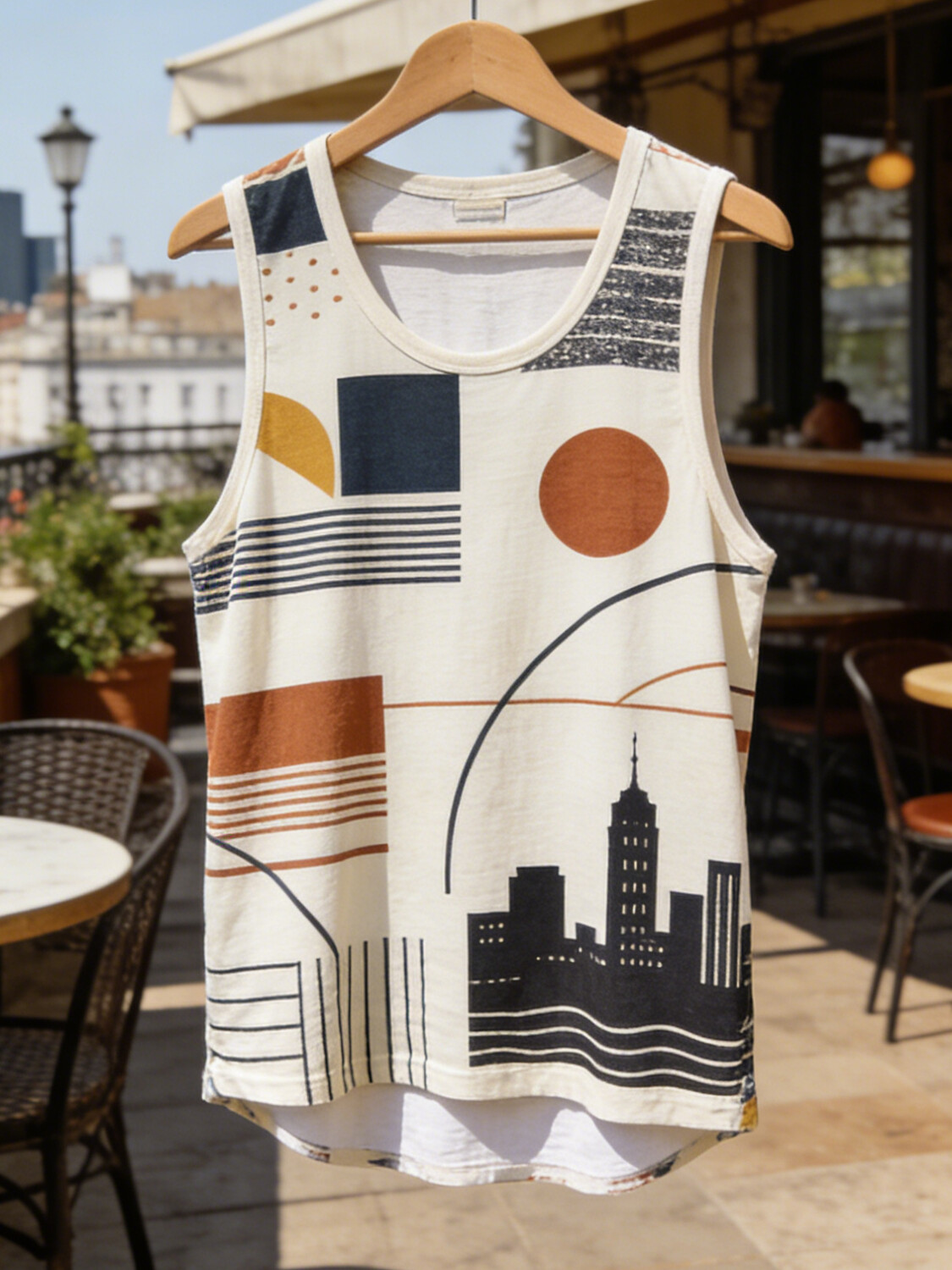 Men's Hawaii Cityscape Geometric Print Vacation Tank Top