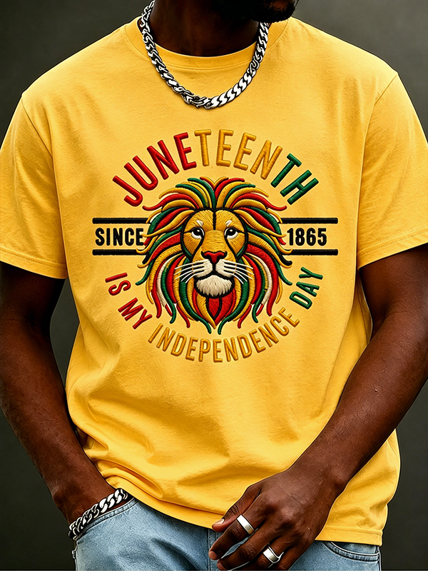 Men's Juneteenth Is My Independence Day Since 1865Print Cotton Casual T-Shirt