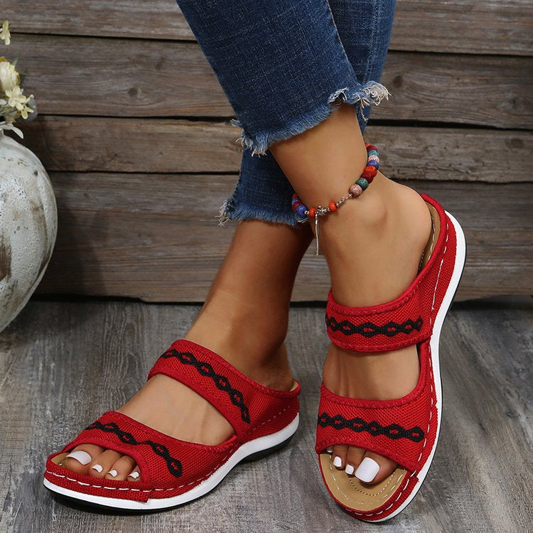Grishay Stylish Wedge Cutout Comfortable Flat Slippers