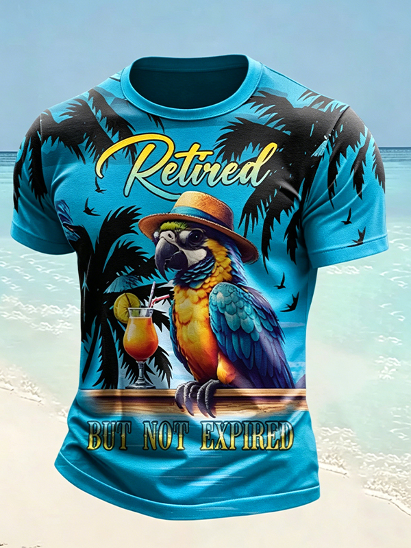 Men's Fun Parrot Art Print Hawaiian Style T-Shirt