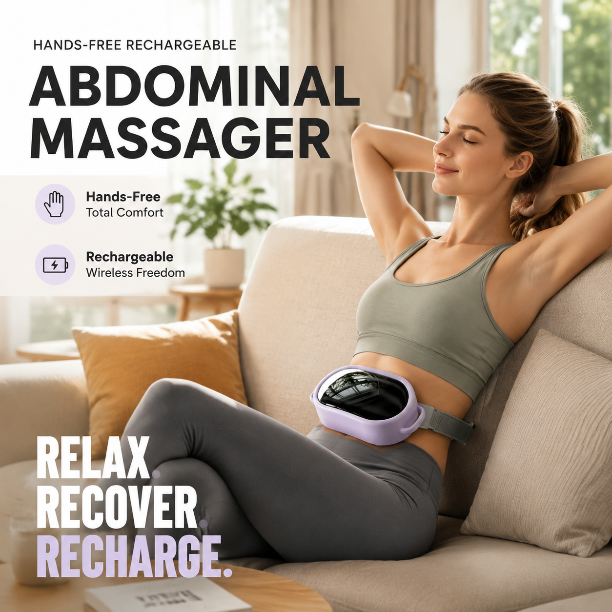 Hands-Free Rechargeable Abdominal Massager