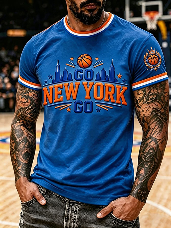Men's New York Basketball Fans Print Casual T-Shirt