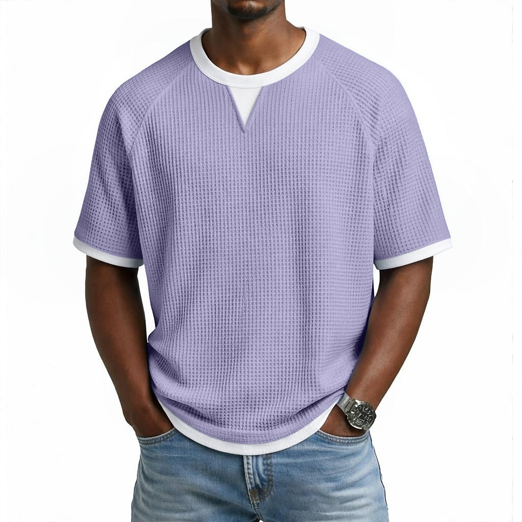 Men's American Flag T-shirt 4th of July 250th Anniversary Short Sleeve - Purple L