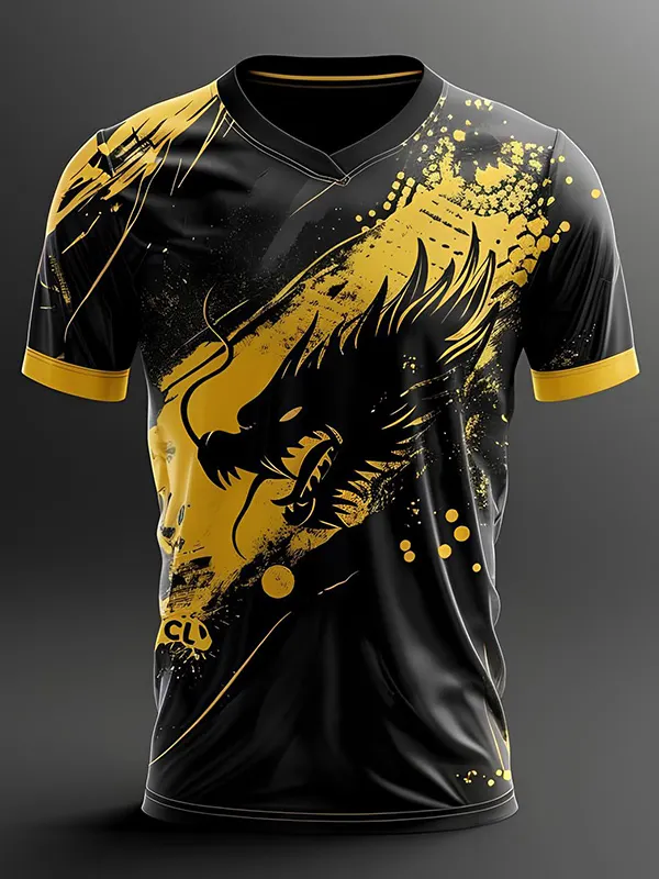 Men's Ink Dragon Mythical Art Print T-Shirt