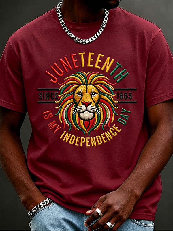 Men's Juneteenth Is My Independence Day Since 1865Print Cotton Casual T-Shirt