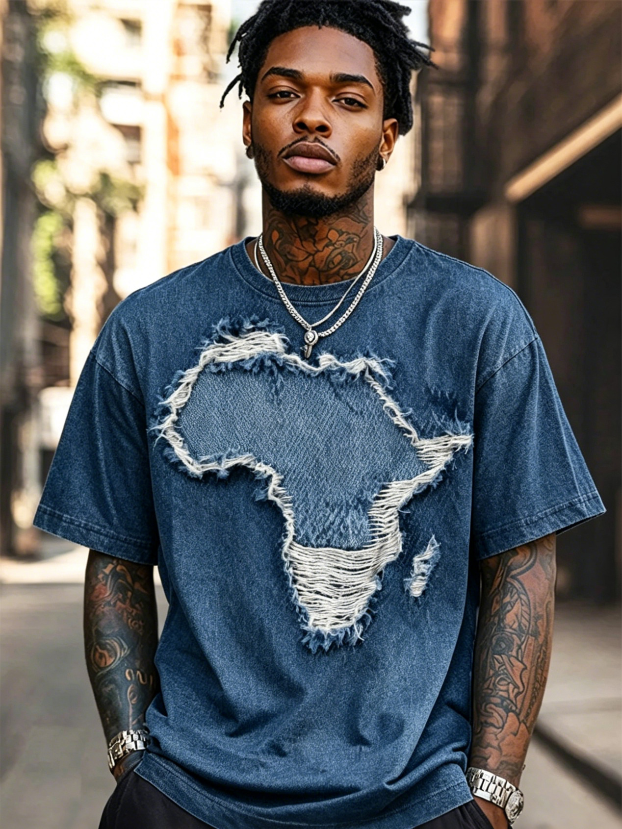 Men's Maps Art Print Casual T-Shirt