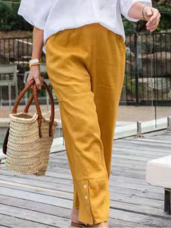 Women's Solid Color Casual Wide Leg Pants