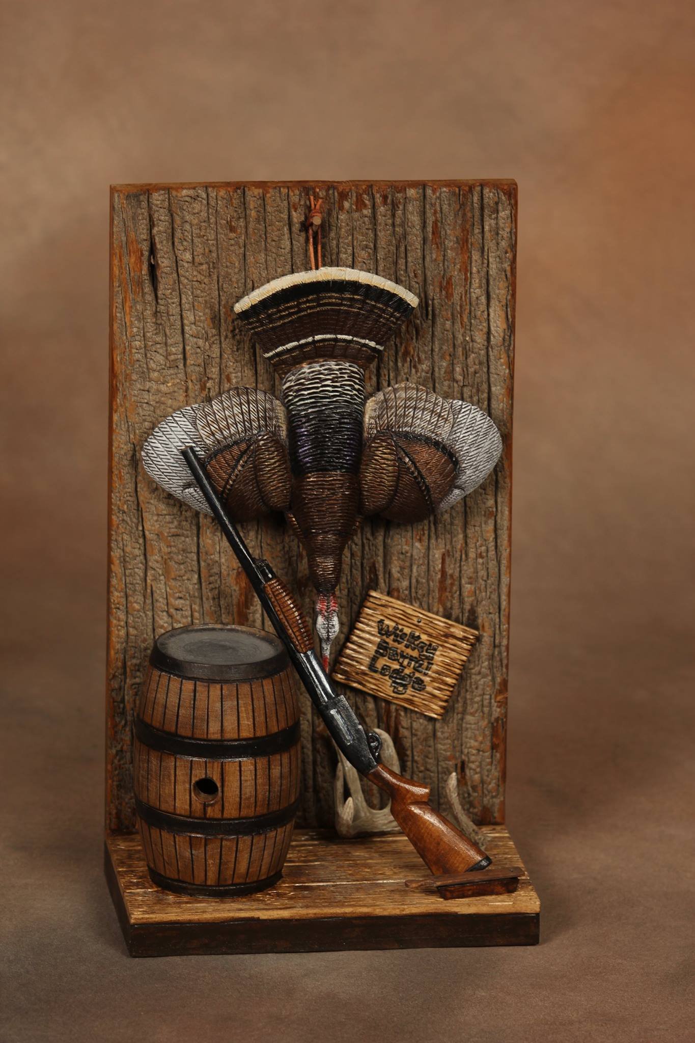 Miniature Wild Turkey Carved Hanging Ornament