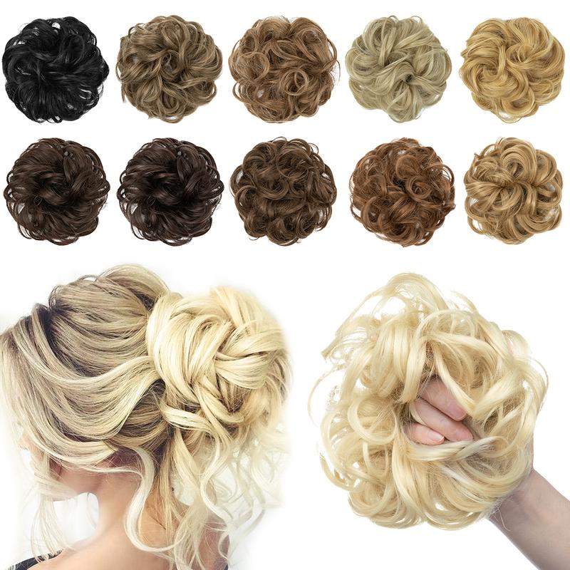 💗Messy Curly Hair Bun Scrunchie Extensions💗