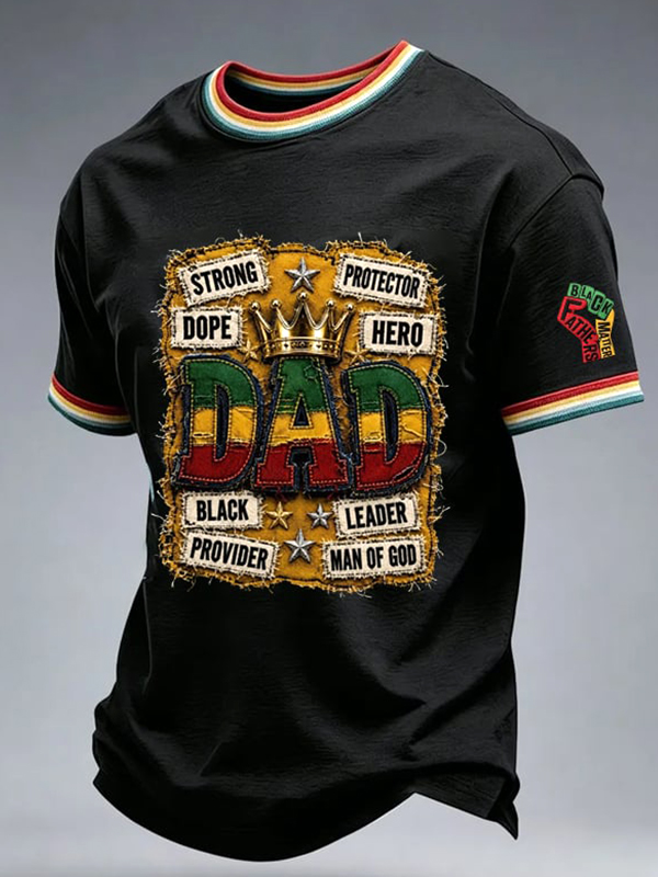 Men's Black Dad Black King Art Print T-Shirt