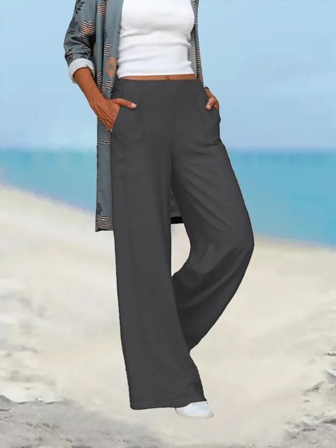 Women's Loose Casual Side Pocket Wide Leg Pants