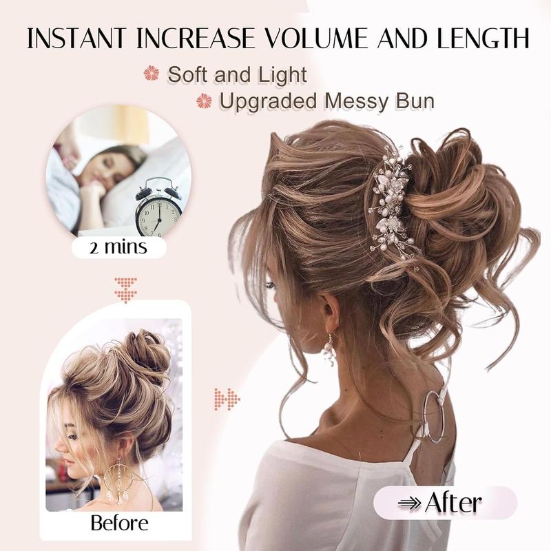 💗Messy Curly Hair Bun Scrunchie Extensions💗