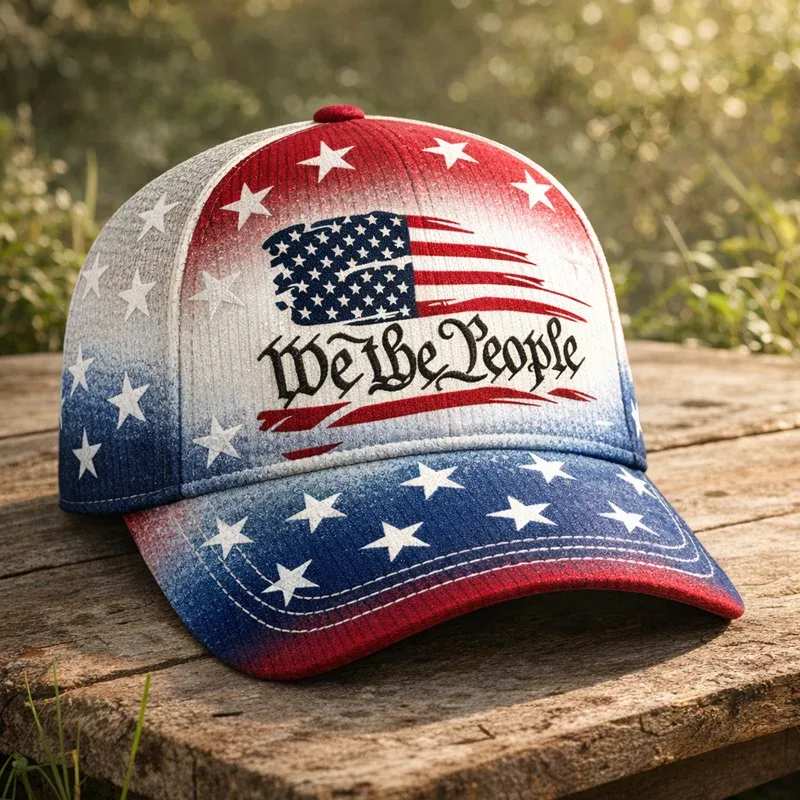 Patriotic USA 250 Anniversary Cap | Embroidered Flower & Flag Design