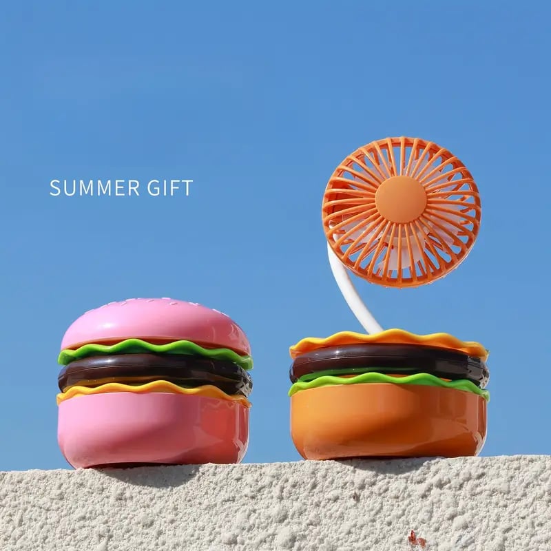 USB Powered Smart Small Fan Cute Hamburger Shaped Fan- Essential Heating And Cooling Solutions And Air Purifier Accessories For Homes And Kitchens