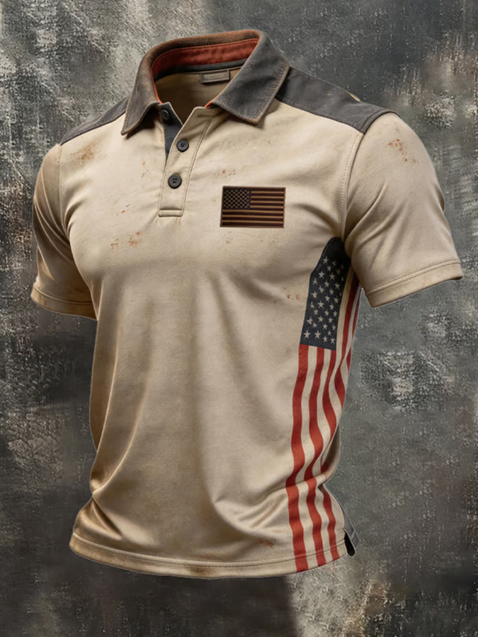 Men's Stars and Stripes Design Short Sleeve Tee