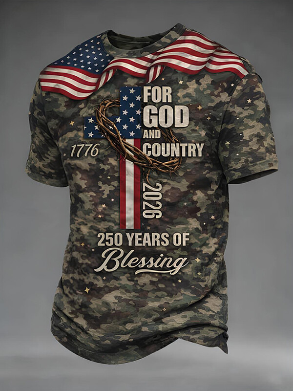 Men'S Camouflage Patriots Independence Day Art Print Casual T-Shirt