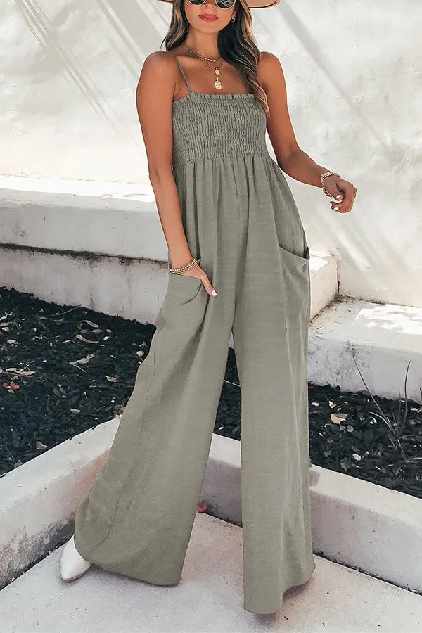 Women's Solid Color Stay A While Gauze Casual Jumpsuit