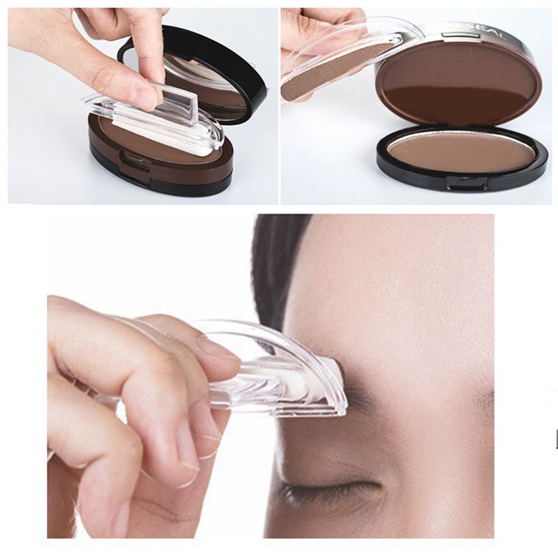 Instant adjustable eyebrow stamp with two-color brow powder