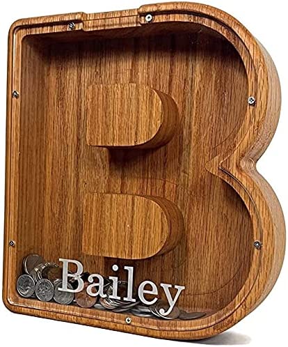 🔥 Last Day 40% OFF – Customize Letter Piggy Bank-Wood Gift For Kids
