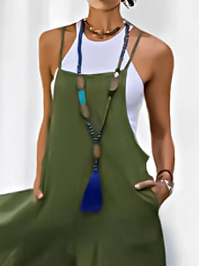 Women's Daily Loose Suspenders Casual jumpsuit