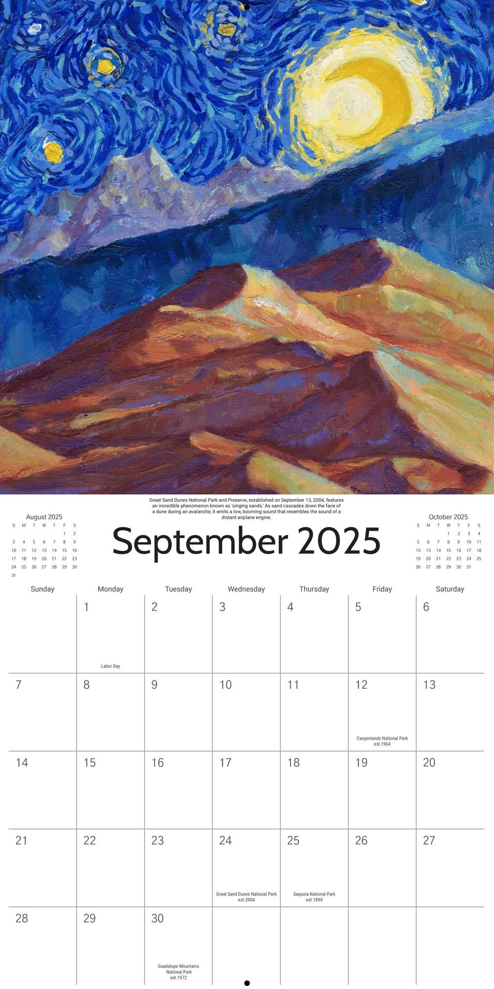 🎨2025 Starry Night National Park Calendar