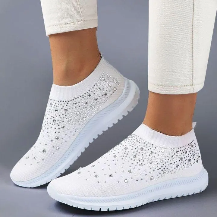 Grishay Women's Crystal Breathable Slip-On Walking Shoes