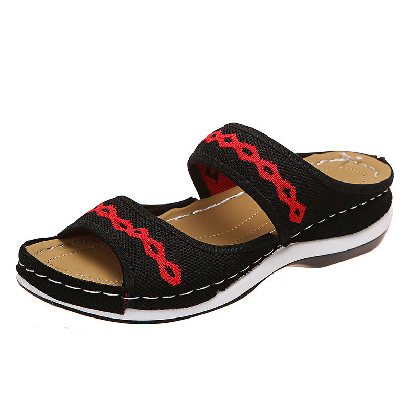 Grishay Stylish Wedge Cutout Comfortable Flat Slippers
