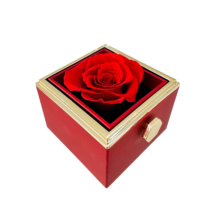 Pheromania ETERNALLY PRESERVED ROTATING ROSE BOX - W/ ENGRAVED HEART NECKLACE