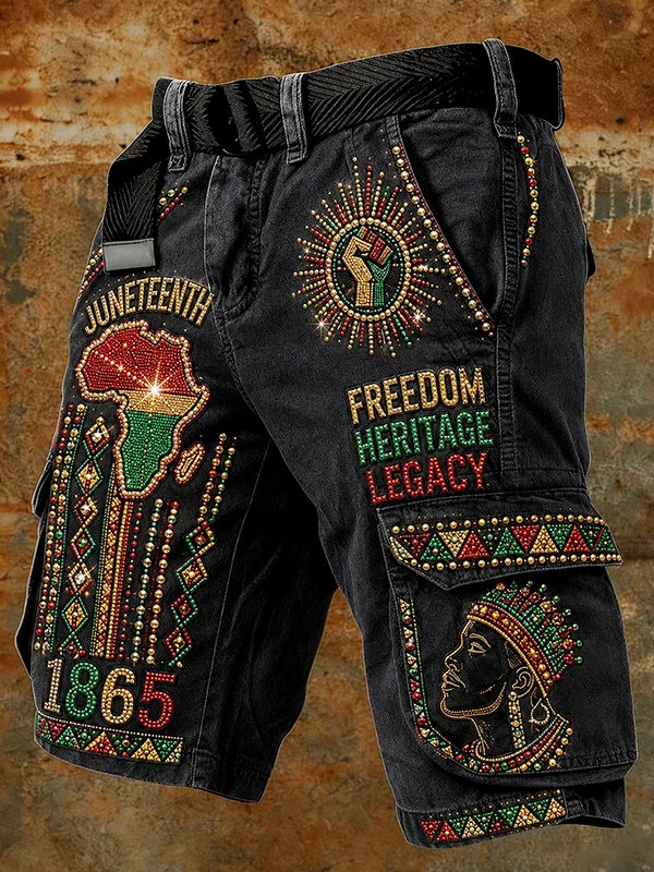 Men's 1865 Juneteenth Black Power Freedom Heritage Legacy Art Print Casual Shorts