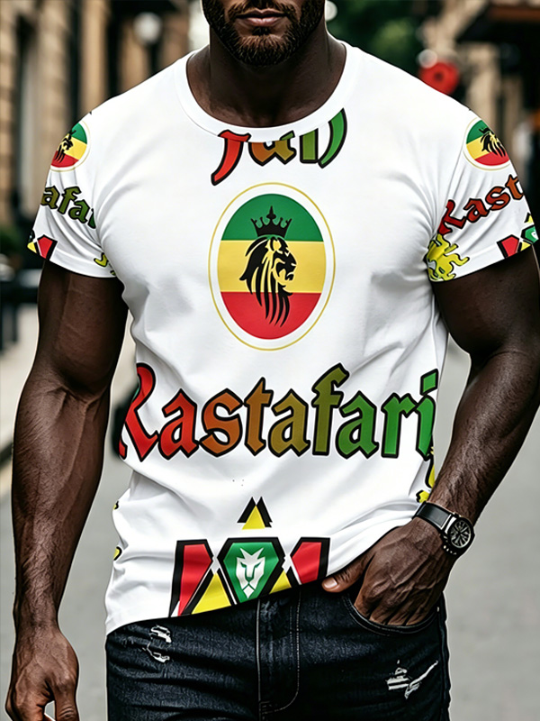 Men's Rastafari Lion Of Judah Art Print T-Shirt