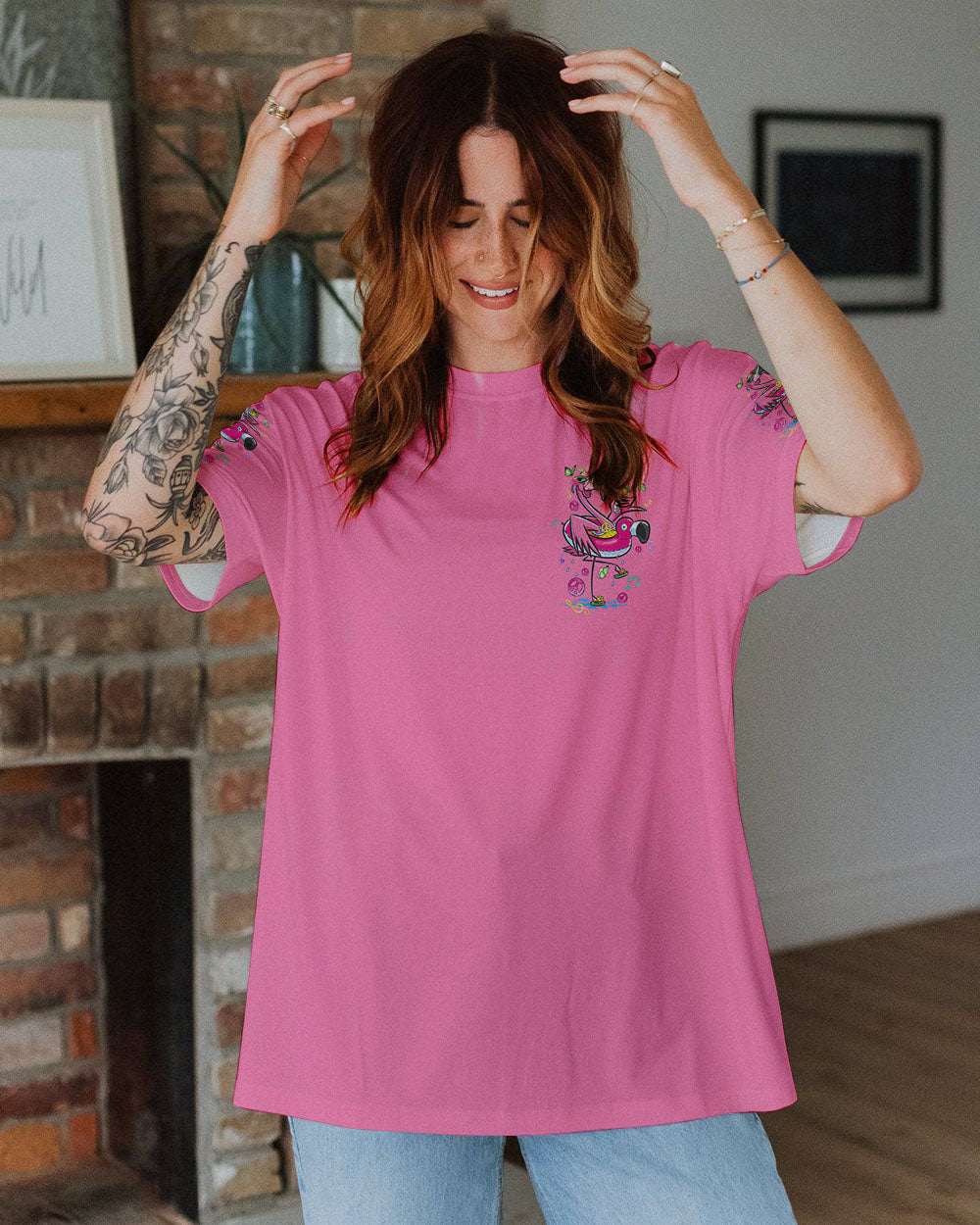 PRETTY IN PINK FLAMINGO ALL OVER PRINT - TYQY2305243