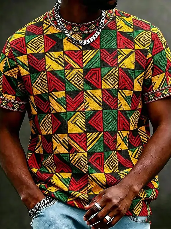 Men's Kente Triangle Tribal All Over Print T-Shirt
