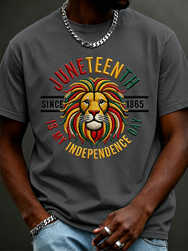 Men's Juneteenth Is My Independence Day Since 1865Print Cotton Casual T-Shirt