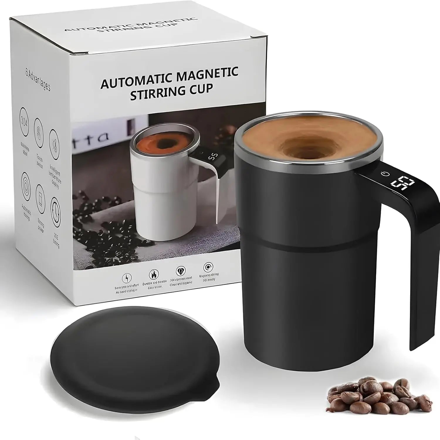 Rechargeable Magnetic Automatic Self‑Stirring Mug with Temperature Display